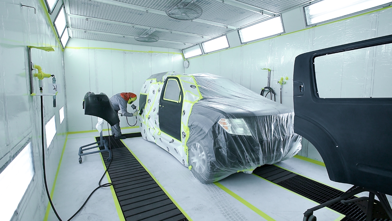 Vehicle painting process at Baker's Body Center